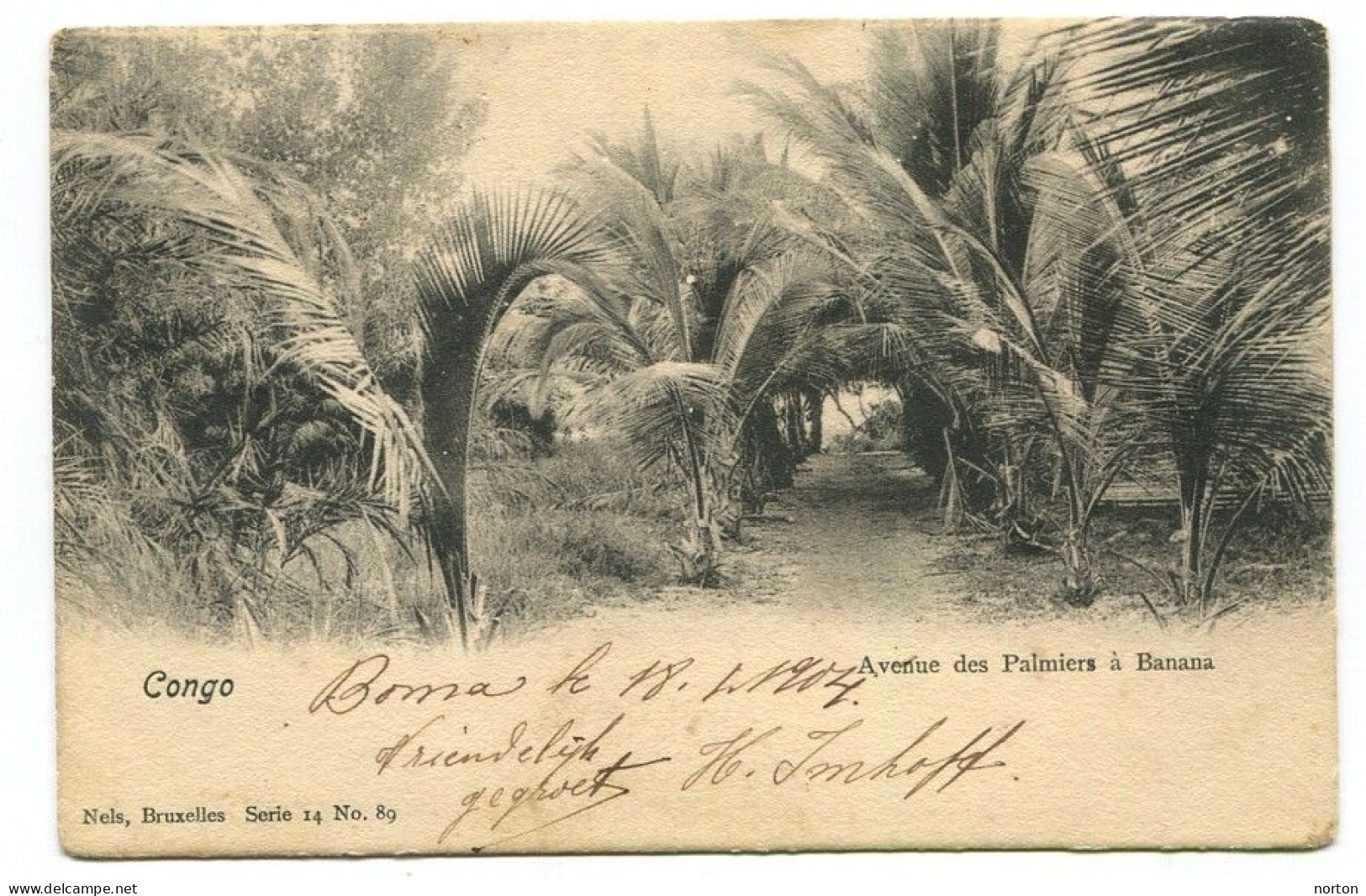 Congo Boma Oblit. Keach 1.7-DMT(S)Y Sur C.O.B. 19 Sur Carte Postale Vers Beirendrecht Le 18/01/1904 - Brieven En Documenten