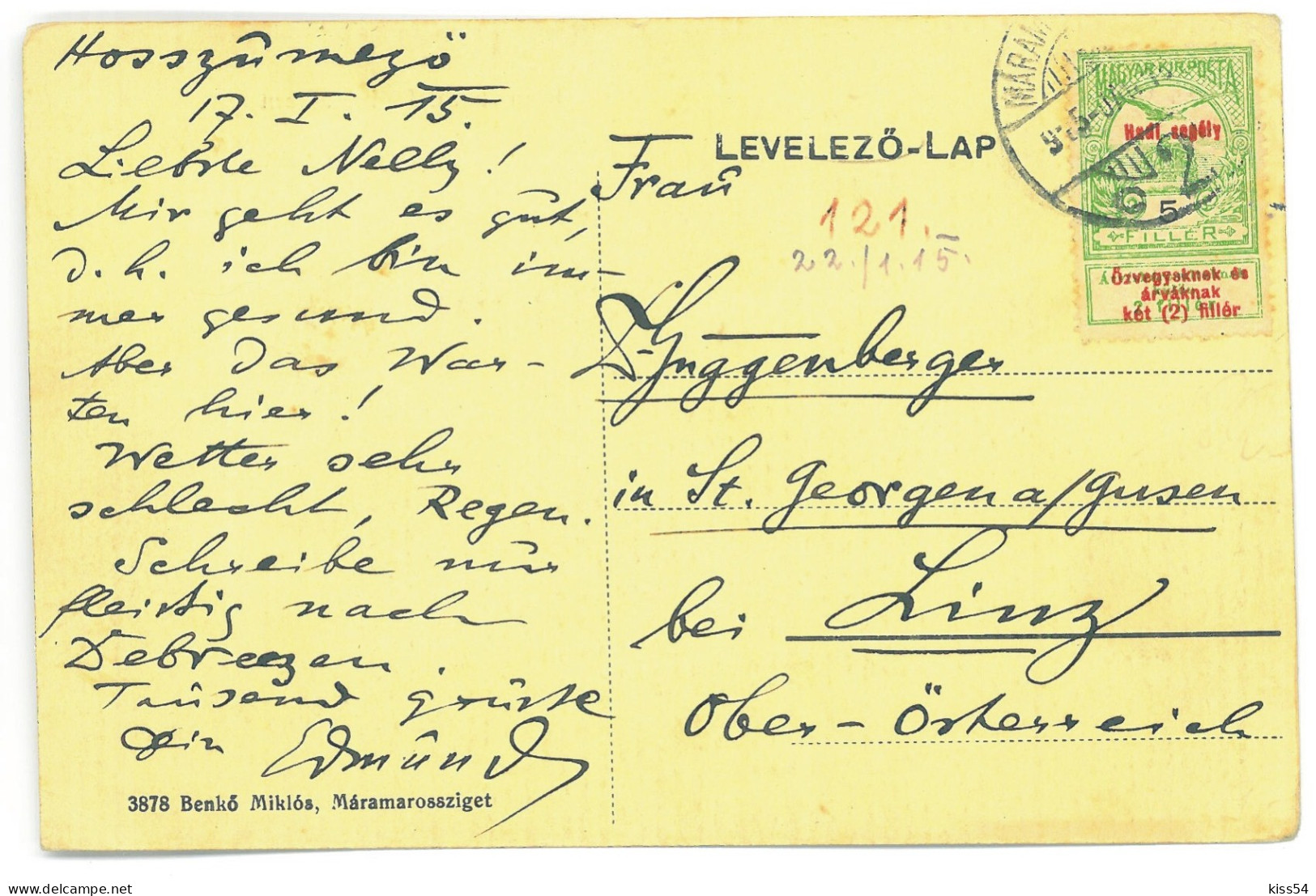 RO 06 - 25101 SIGHET Maramures, Romania - Old Postcard - Used - 1915 - Roumanie