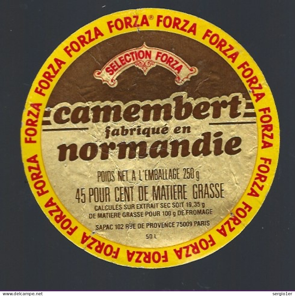 Etiquette Fromage Camembert Normandie 45%mg FORZA Manche 50L - Kaas