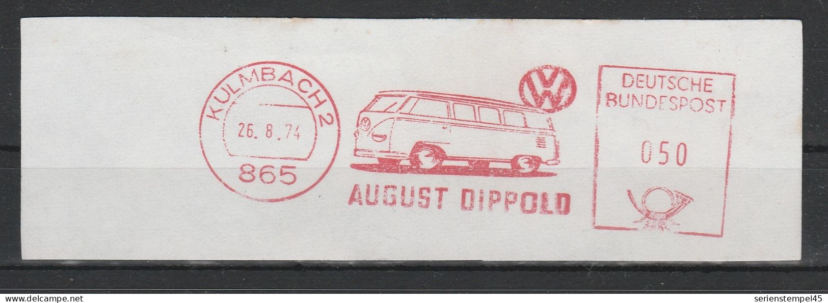 Motiv Verkehr Auto Briefstück Mit Freistempel Kulmbach VW Bus T1 August Dippold 1974 - Coches