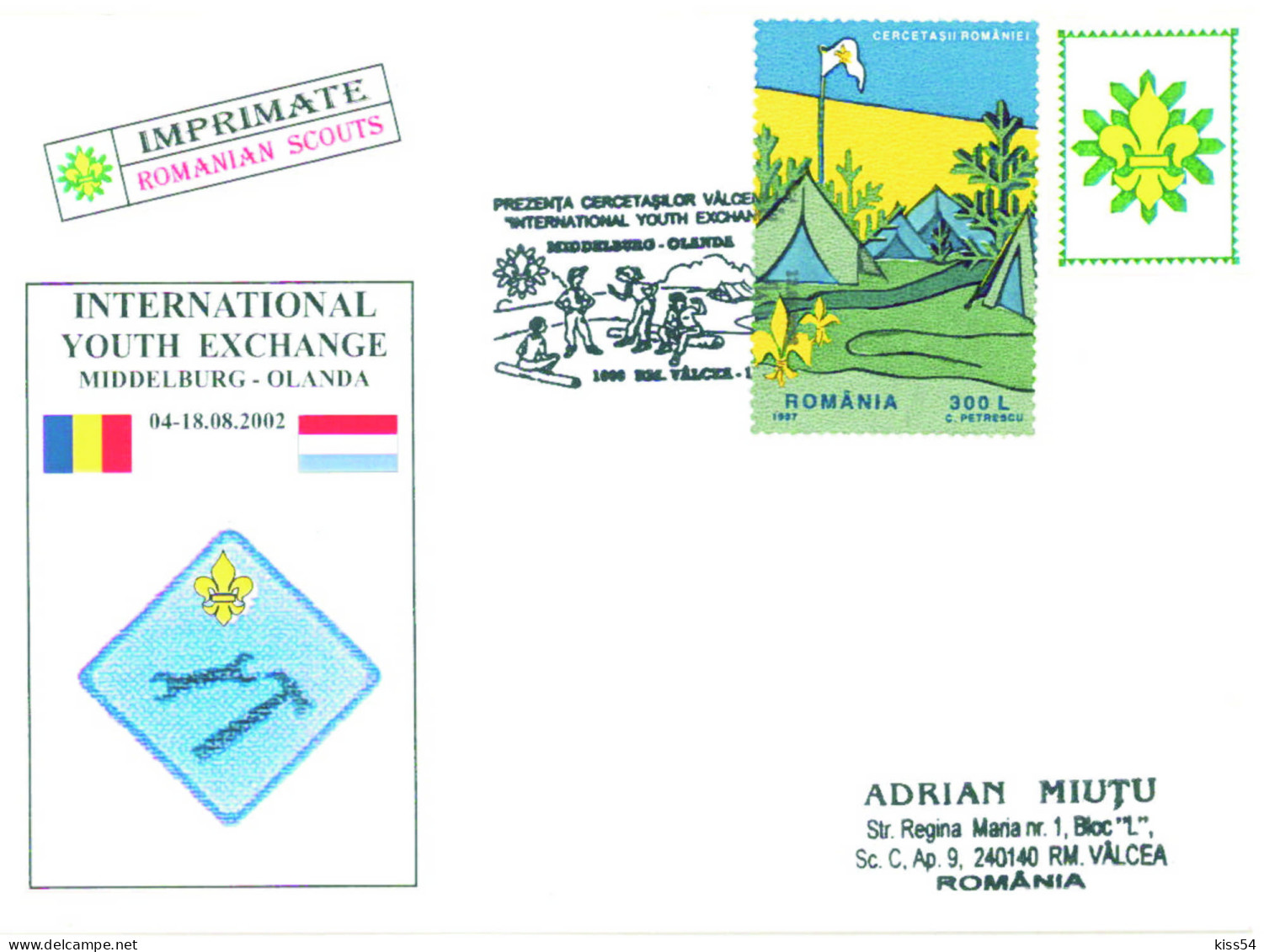 SC 39 - 488 Scout ROMANIA - Cover, Special Stamp - Used - 2002 - Briefe U. Dokumente