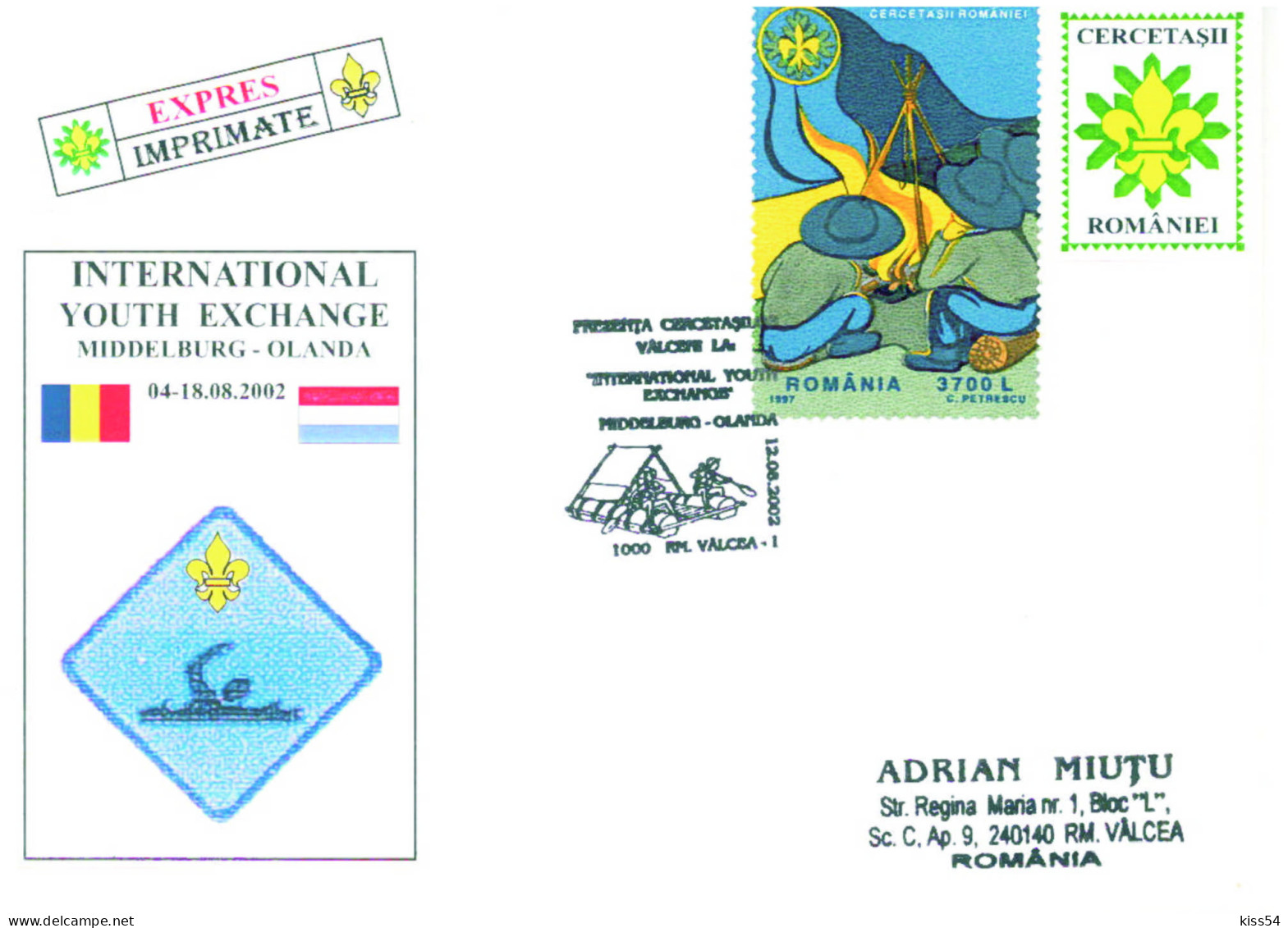 SC 39 - 490 Scout ROMANIA - Cover, Special Stamp - Used - 2002 - Briefe U. Dokumente