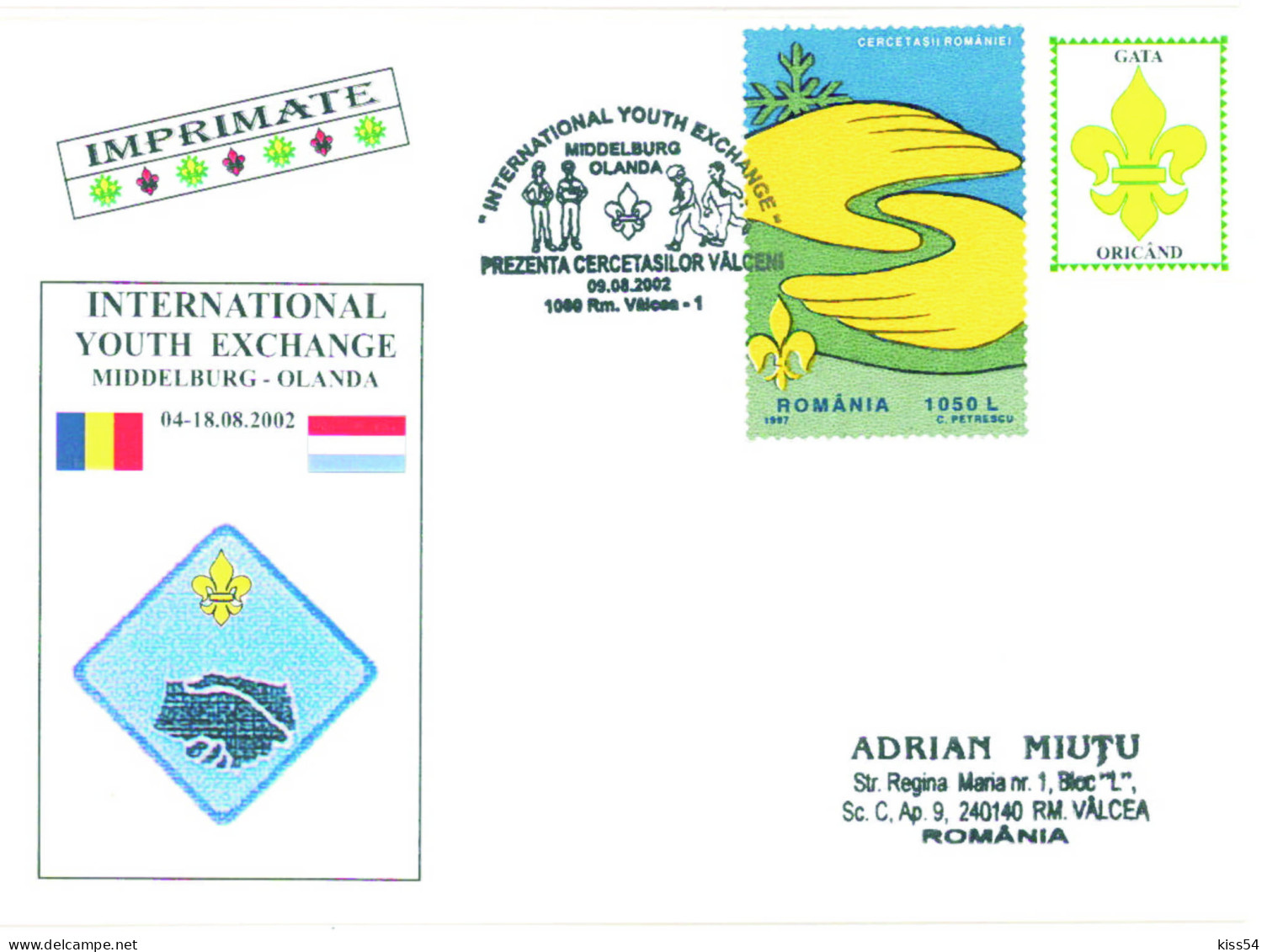 SC 39 - 492 Scout ROMANIA - Cover, Special Stamp - Used - 2002 - Briefe U. Dokumente