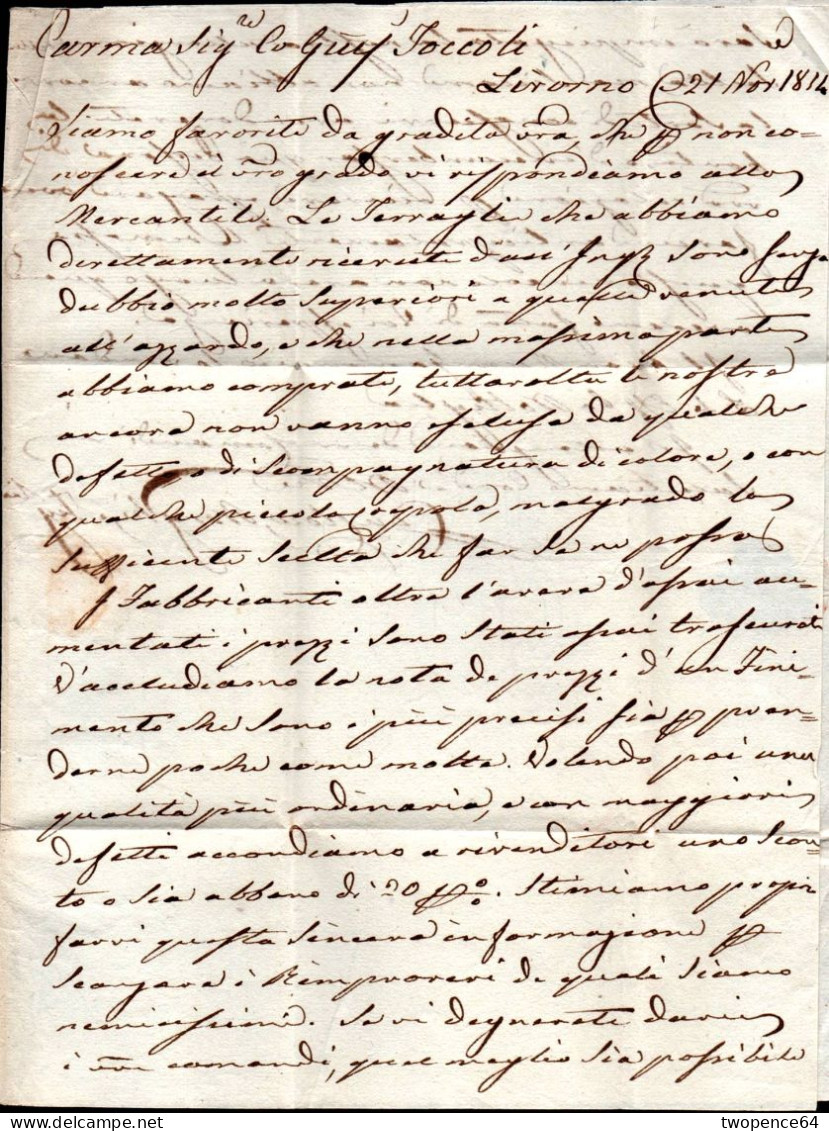 B41 - LETTERA PREFILATELICA DA LIVORNO A PARMA 1814 - 1. ...-1850 Vorphilatelie