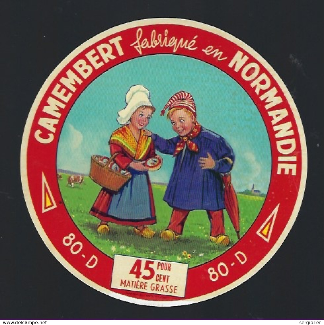 Etiquette Fromage Camembert  Normandie 45%mg Fabriqué Dans La Somme 80D Les Fermiers Réunis à Monchelet - Käse
