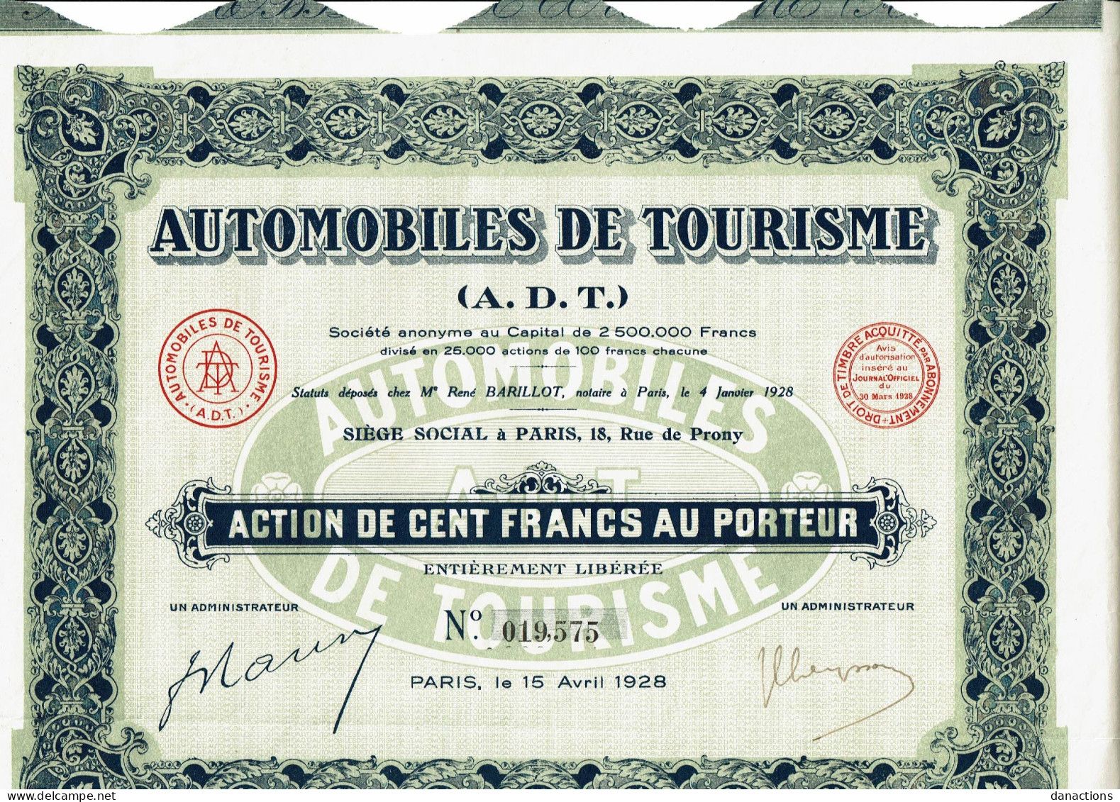 75-AUTOMOBILES DE TOURISME (A.D.T.)   Lot De 3 - Other & Unclassified