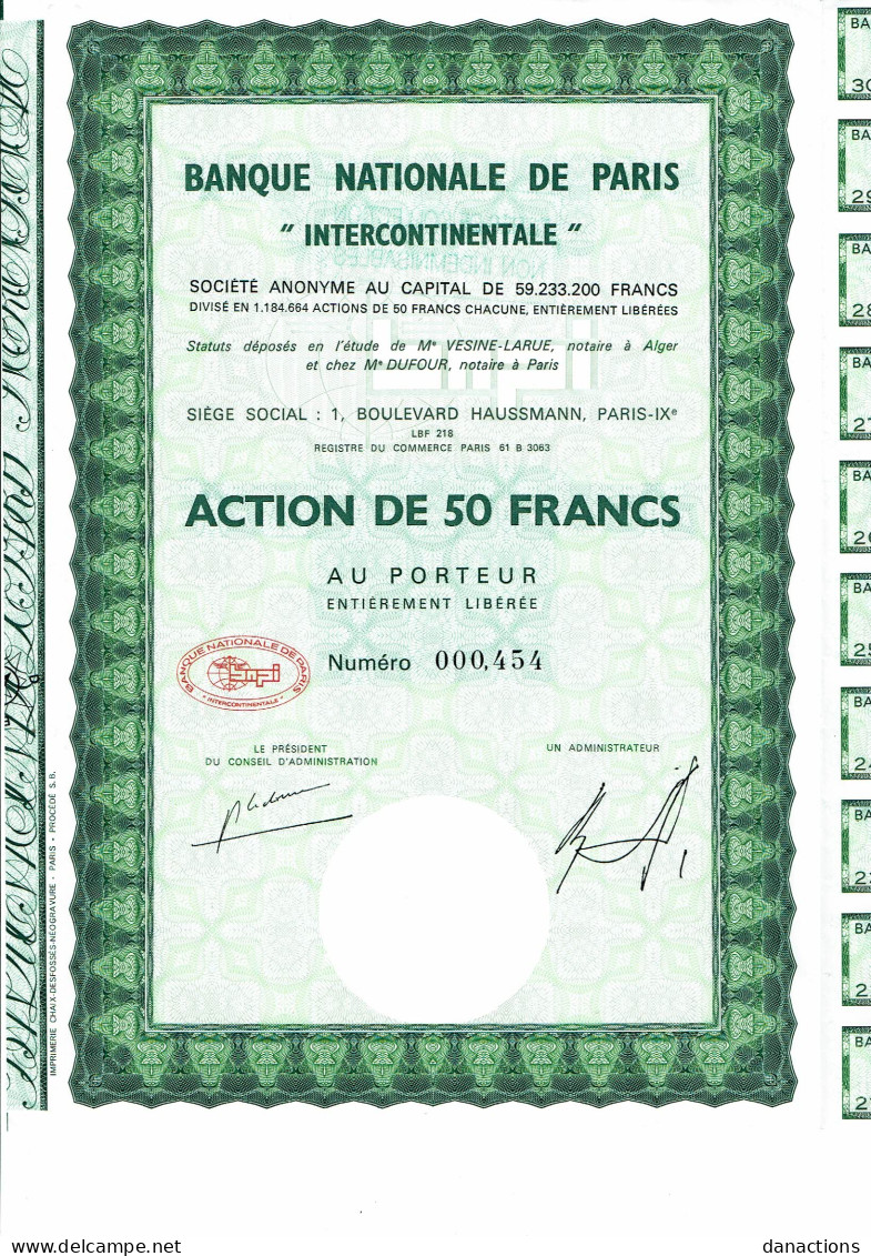 75-BANQUE NATIONALE DE PARIS "INTERCONTINENTALE".  - Other & Unclassified