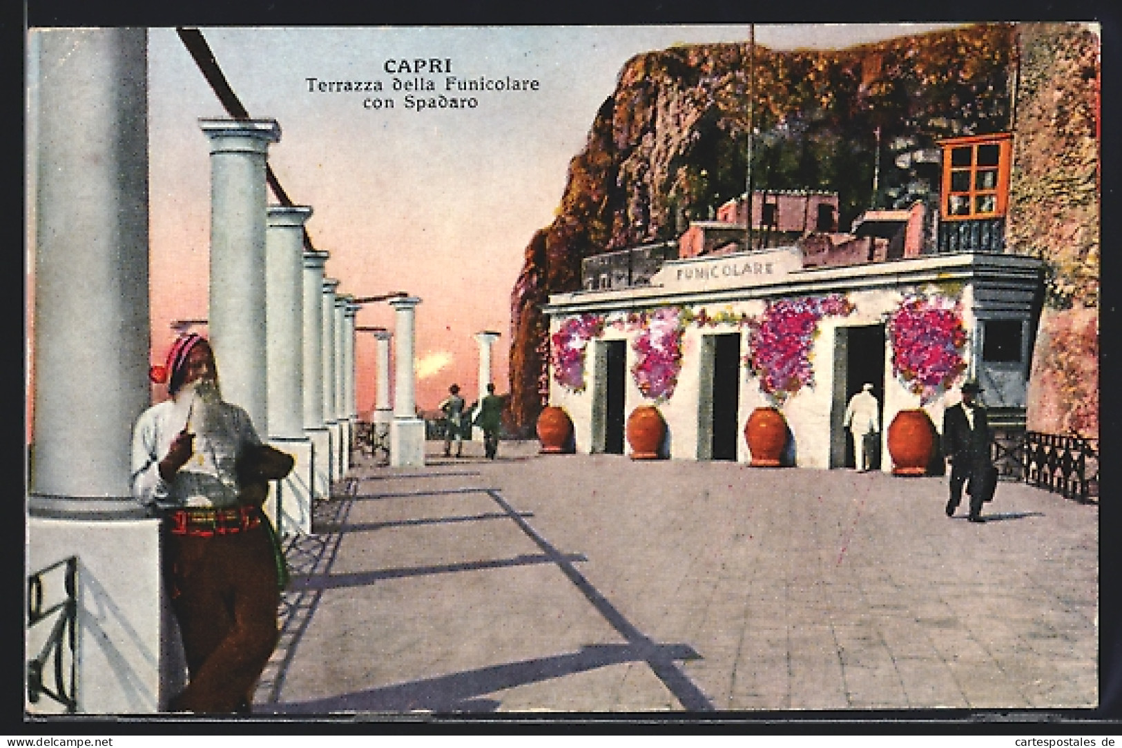 Cartolina Capri, Terrazza Della Funicolare Con Spadaro  - Sonstige & Ohne Zuordnung