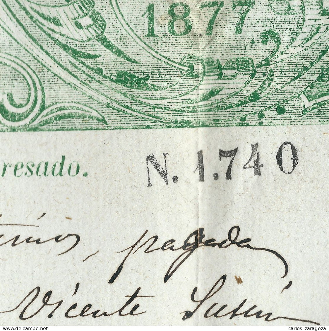 ESPAÑA 1877 — PAGOS AL ESTADO Serie B, 50 Cts — Sello Fiscal SOCIEDAD Del TIMBRE - Steuermarken