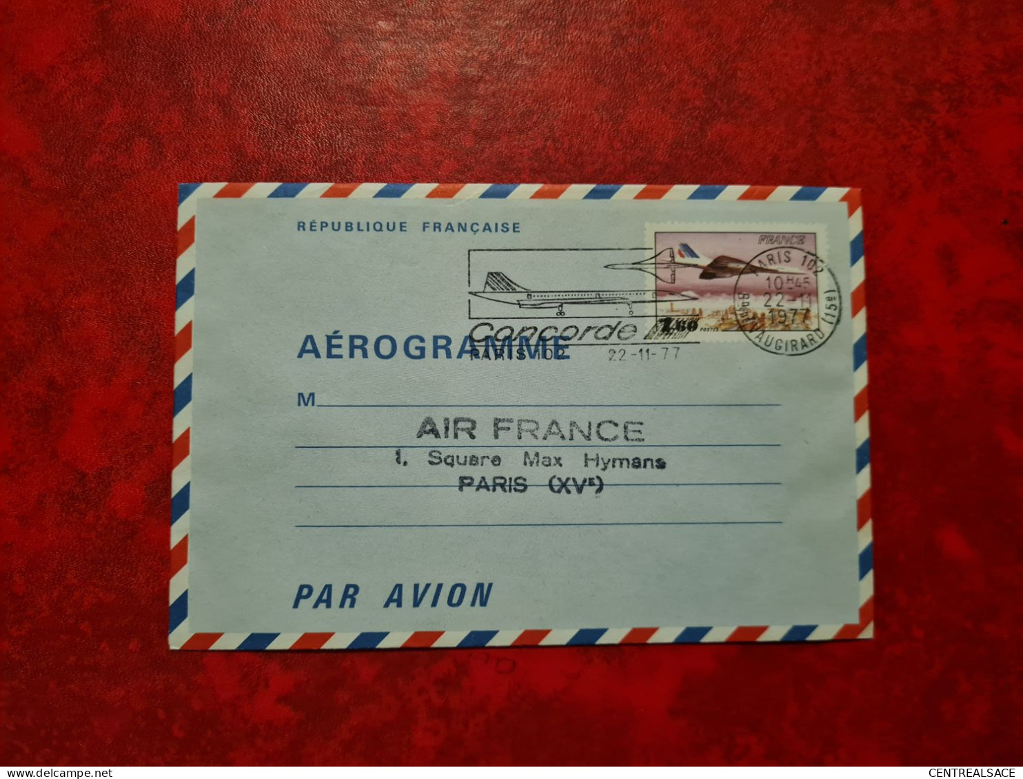 AEROGRAMME 1977 CONCORDE FLAMME CONCORDE PARIS - Luchtpostbladen