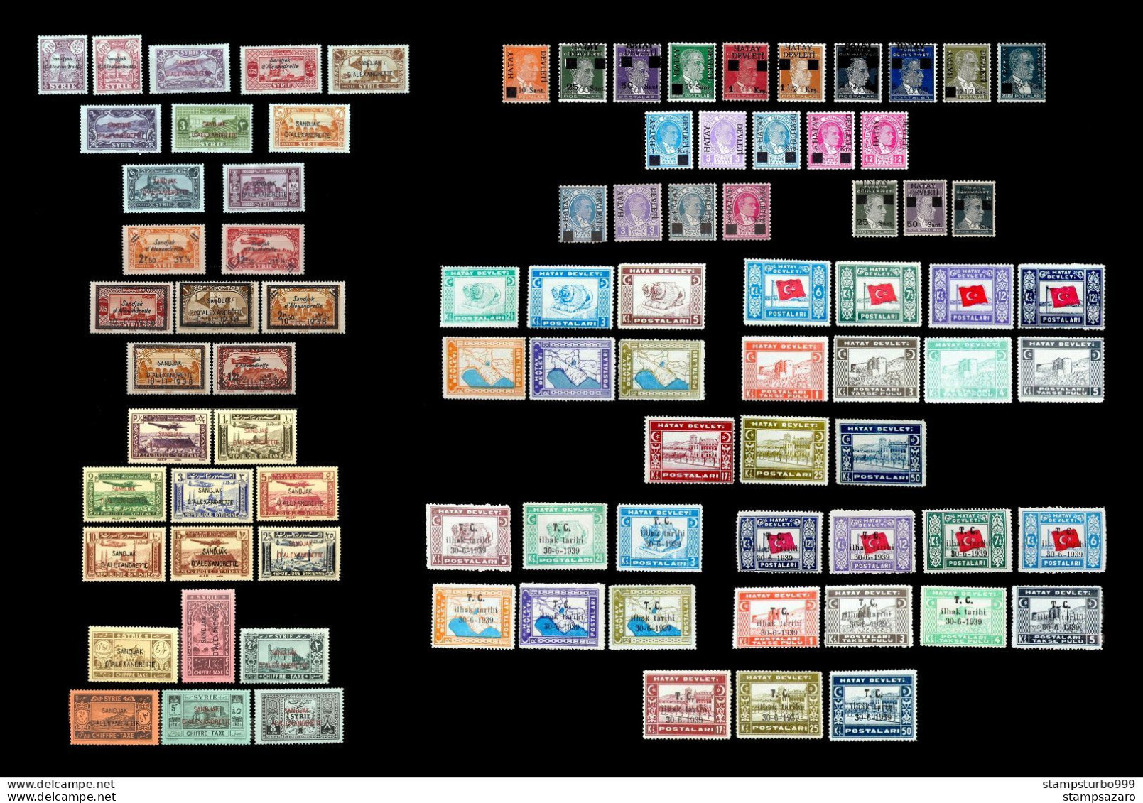 Hatay, Turkey (Alexandretta, Alexandrette,) Complete Sets,(52 Stamps) Hatay Only, MNH ** - Unused Stamps