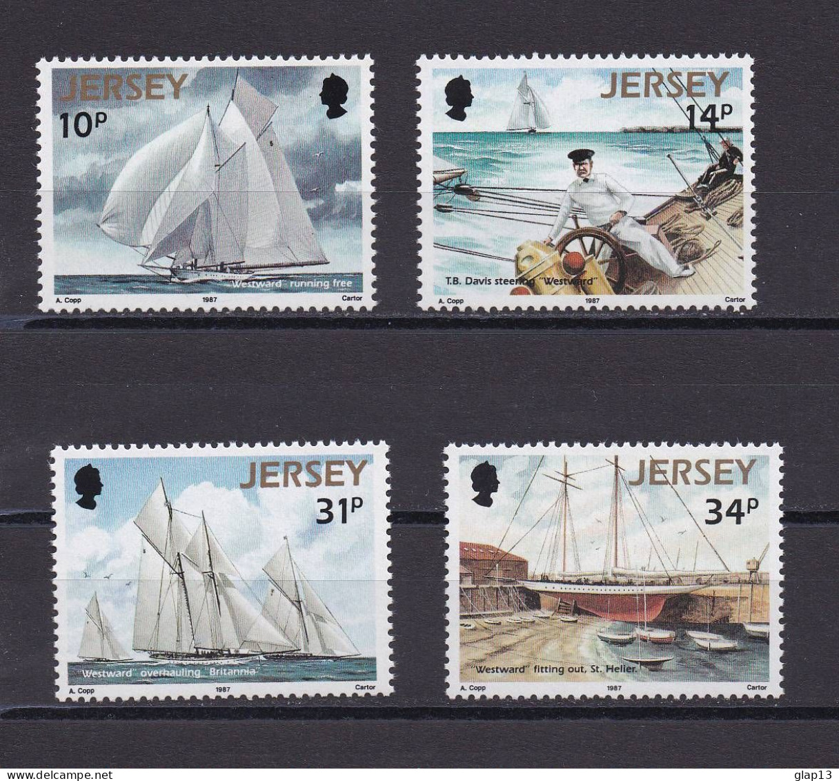 JERSEY 1987 TIMBRE N°390/93 NEUF** BATEAUX - Jersey
