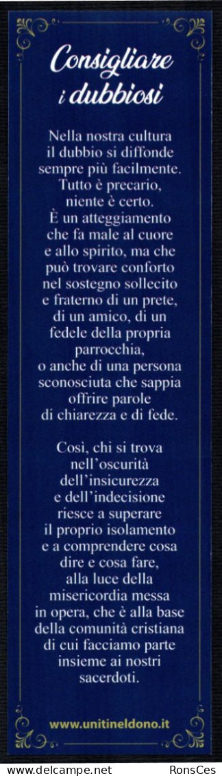 RELIGION - ITALIA - SEGNALIBRO / BOOKMARK UNITI NEL DONO - CONSIGLIARE I DUBBIOSI - PRIMA OPERA MISERICORDIA - I - Lesezeichen