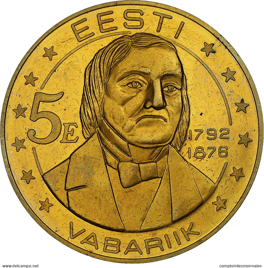 Estonie, 5 Euro, Fantasy Euro Patterns, Essai-Trial, BE, 2004, Laiton, FDC - Privatentwürfe