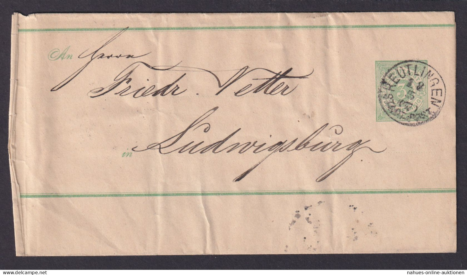 K1 Reutlingen Stadtpost Ganzsache Streifband Ludwigsburg Baden Württemberg - Postal  Stationery