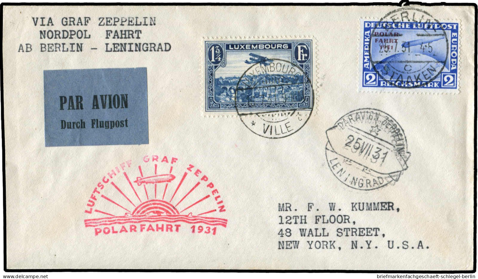 Zeppelin, Zeppelinpost LZ 127, Polarfahrt, 1931, 203 B, Brief - Zeppelins