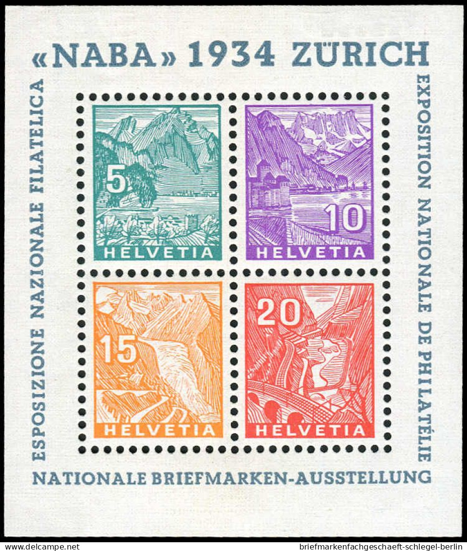 Schweiz, 1934, Bl. 1, Ungebraucht - Other & Unclassified