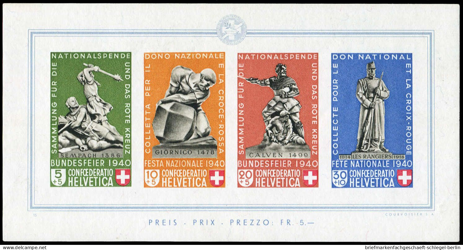Schweiz, 1940, Bl. 5, Ungebraucht - Otros & Sin Clasificación