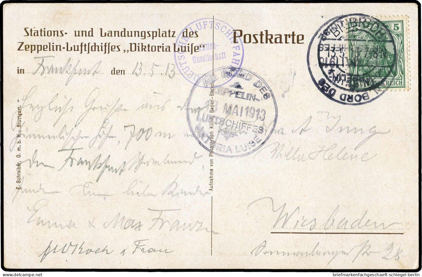 Zeppelin, Zeppelinpost Vor WW-I, 1913, 11 Ce, Brief - Zeppeline