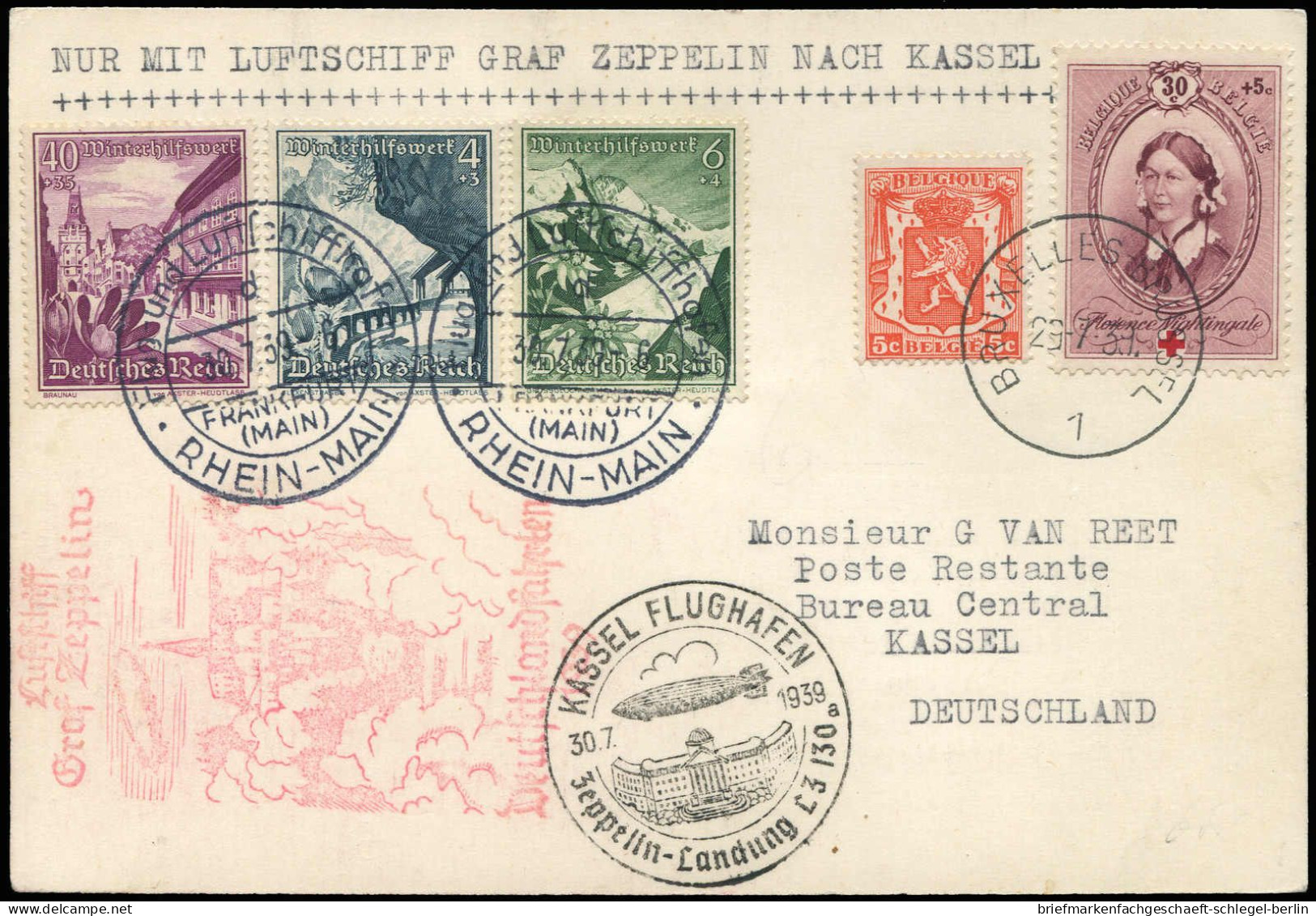 Zeppelin, Zeppelinpost LZ 130, Deutschlandfahrten, 1939, 22, Brief - Zeppelins