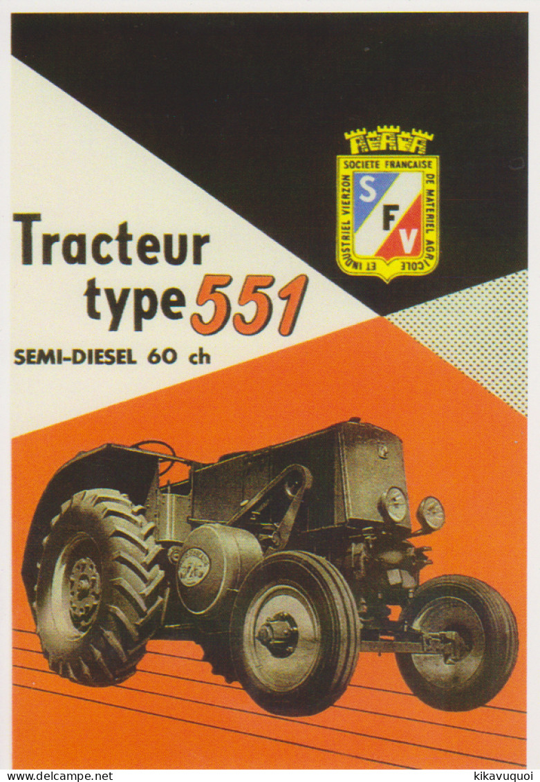 AGRICOLE TRACTEUR VIERZON TYPE 551 - CARTE POSTALE 10X15 CM - Traktoren