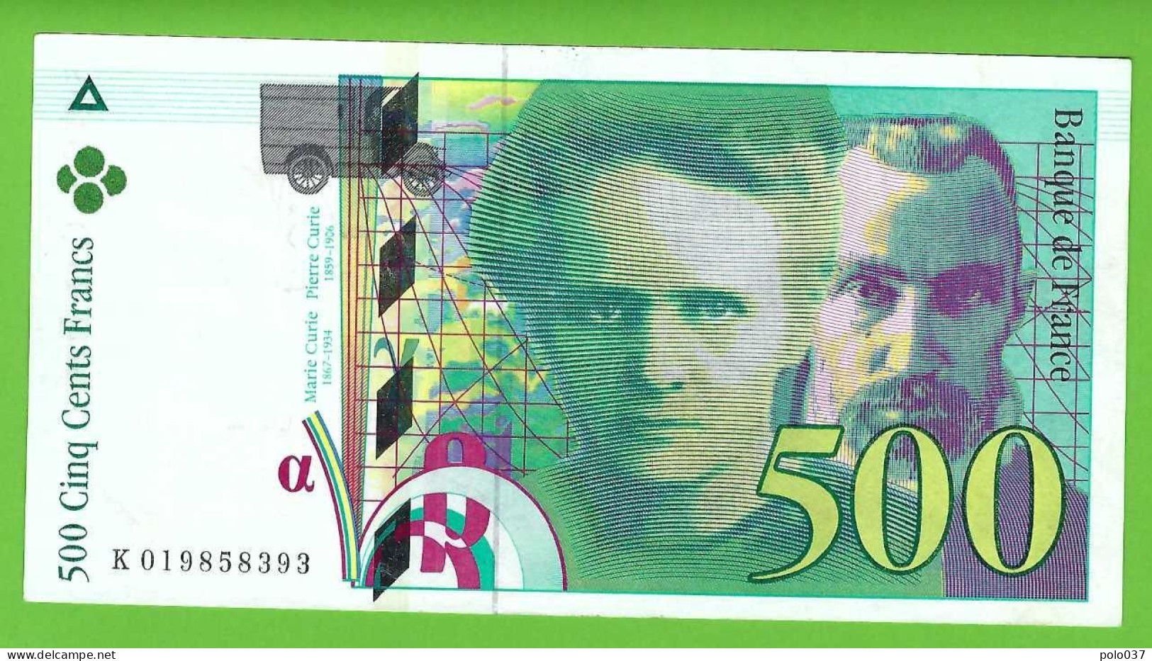 Billet "3" -  500 Francs Pierre Et Marie Curie 1994 - 500 F 1994-2000 ''Pierre En Marie Curie''
