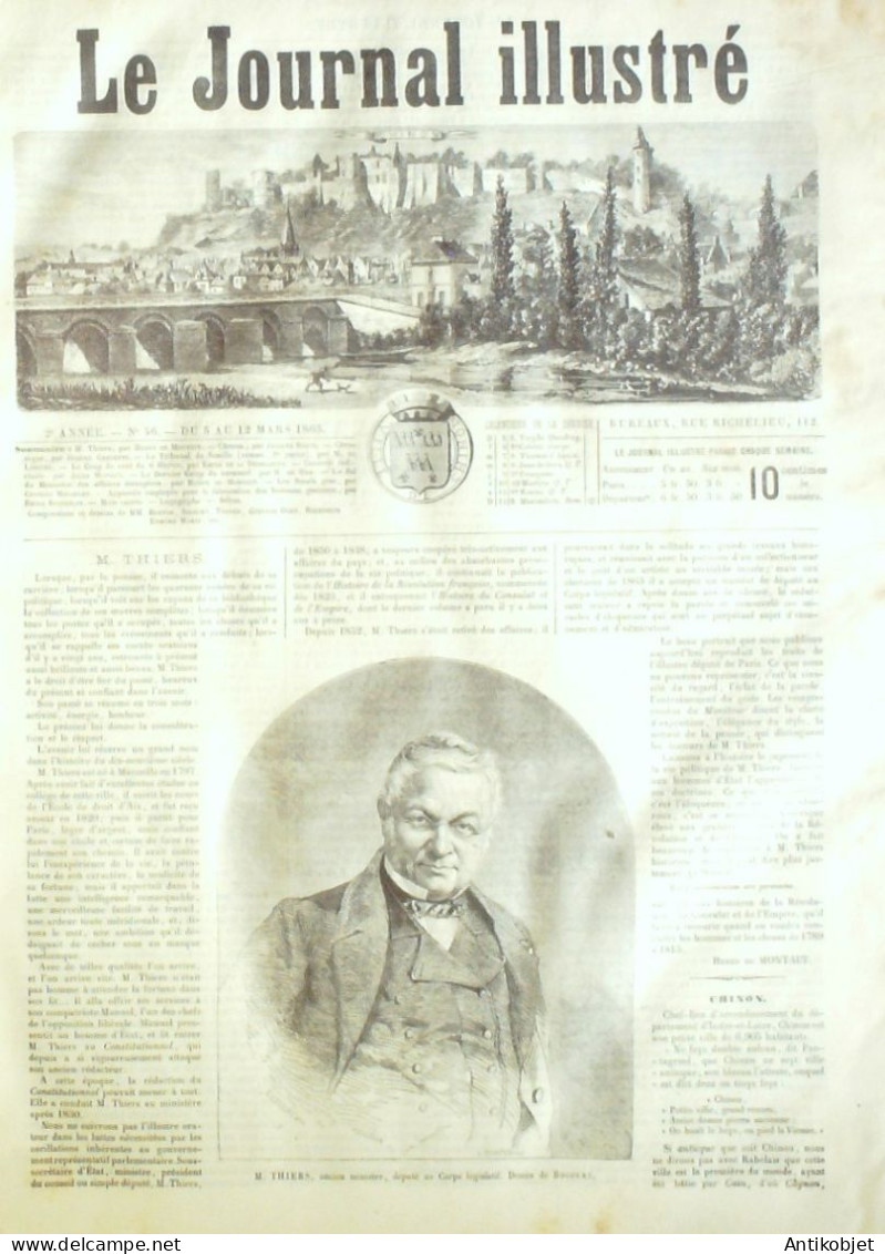 Le Journal Illustré 1865 N°56 Chinon (37) Thiers Gustave Doré Boeufs Gras - 1850 - 1899
