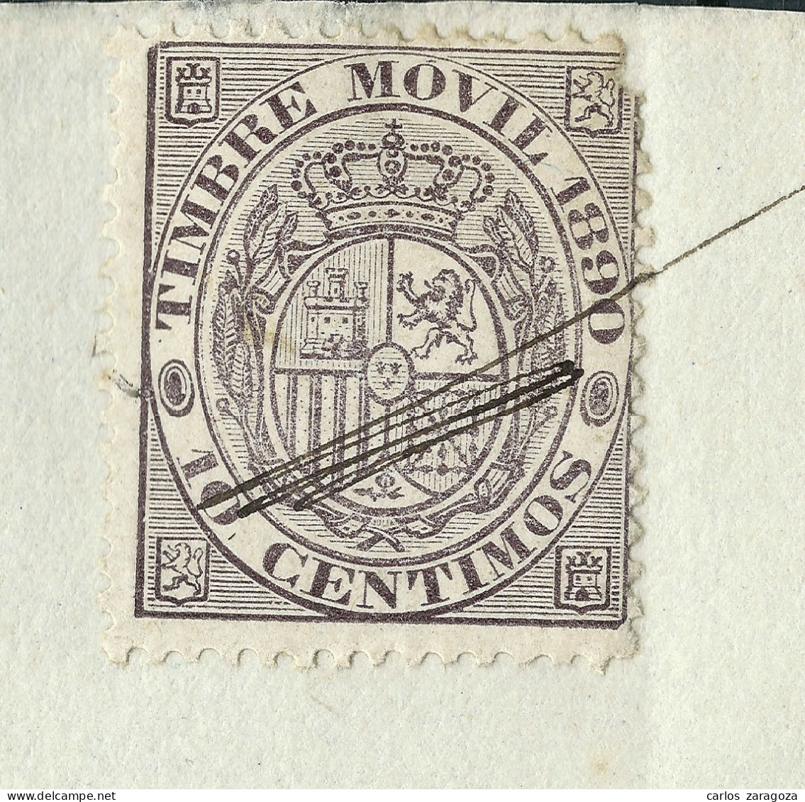 ESPAÑA 1890 — TIMBRE MOVIL 10 Cts. — Sello Fiscal En Factura Notarial - Steuermarken