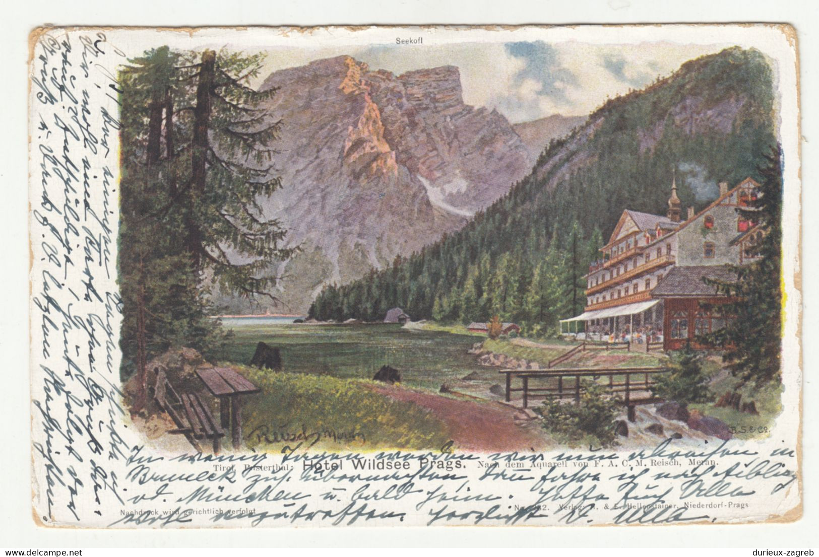 Hotel Wildsee Prags Old Postcard Posted 1902 B240503 - Bolzano (Bozen)