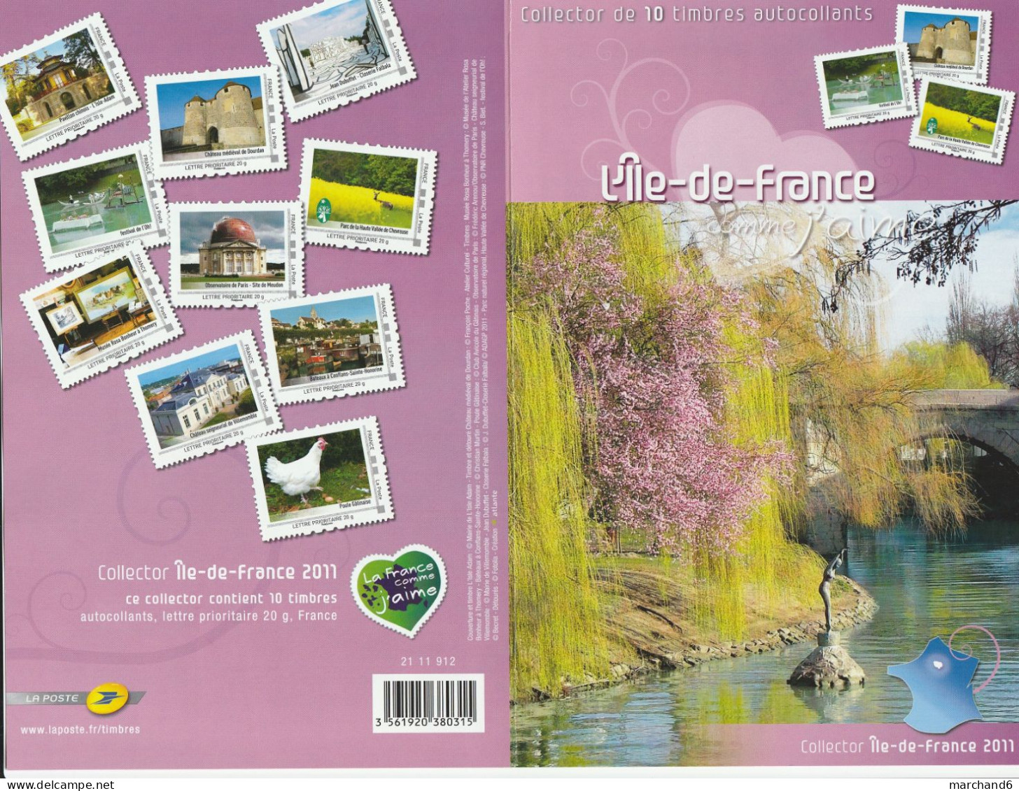 Feuillet Collector L Ile De France La France Comme J Aime Série 3 France 2011 IDT L P 20gr 10 Timbres Autoadhésifs N°99 - Collectors