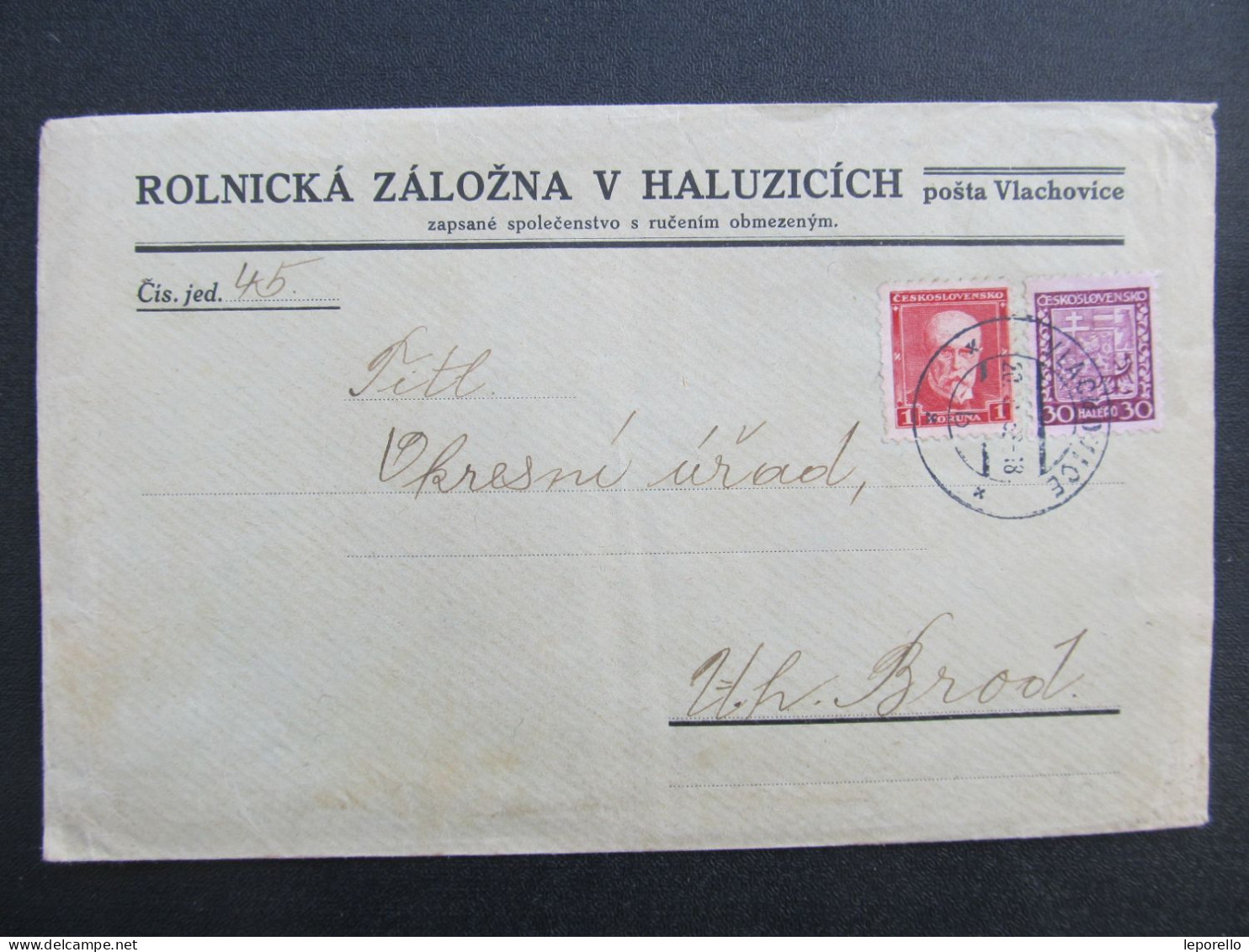 BRIEF Vlachovice Haluzice Zlín - Uherský Brod Záložna 1935 /// P6310 - Brieven En Documenten