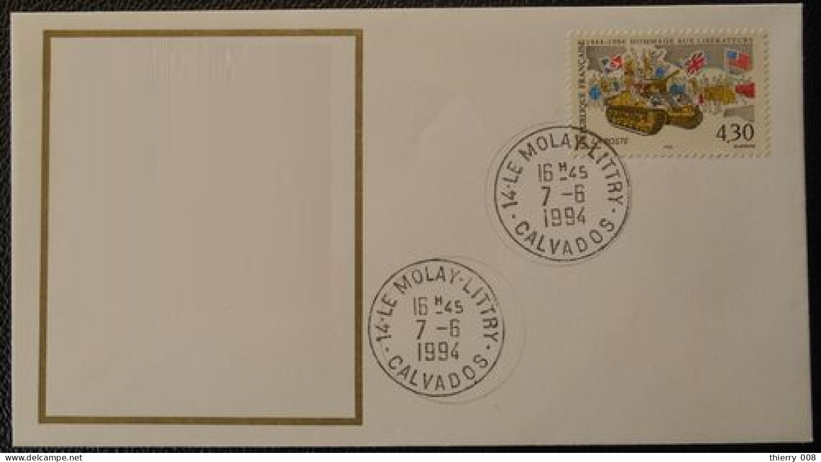 L035 Cachet Temporaire Le Molay Littry 14 Calvados Débarquement 7 Juin 1994 - Manual Postmarks