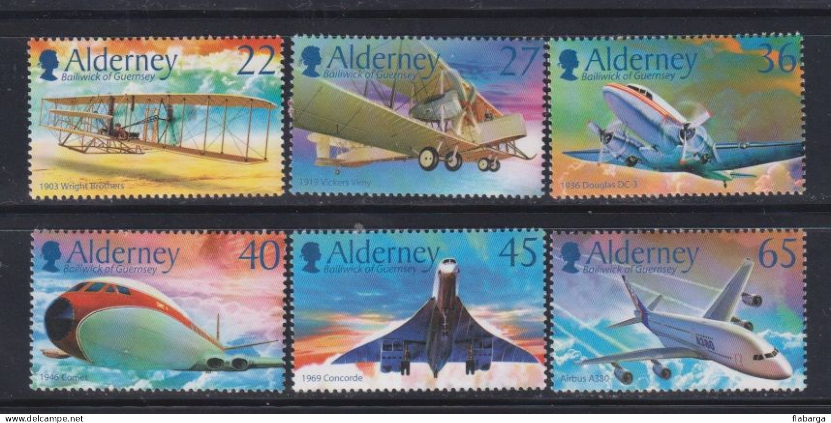 Año 2003 Yvert Nº 207/212 Historia De La Aviacion - Alderney