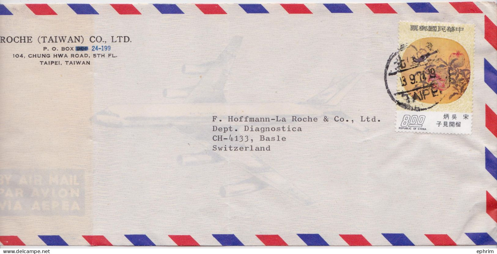 Chine Taïwan Taïpei China Lettre Timbre Stamp Air Mail Cover - Cartas & Documentos