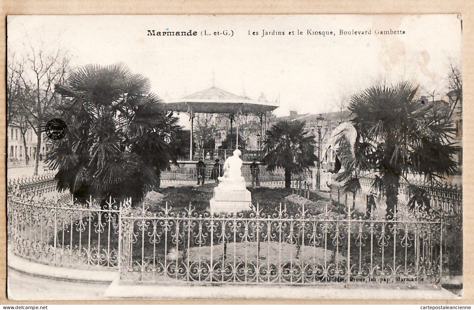 27579 / MARMANDE KIOSQUE Musique JARDINS Boulevard GAMBETTA 21.06.1917 Lot Garonne - Librairie Mme BRUNE - Marmande