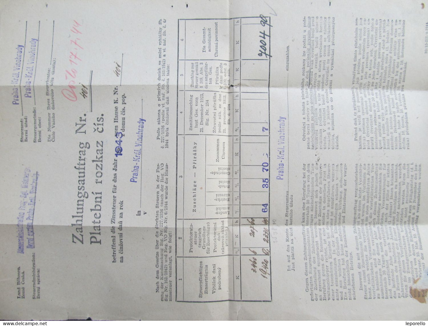 BRIEF Praha Služební 1944 Dienstmarken  /// P6326 - Briefe U. Dokumente