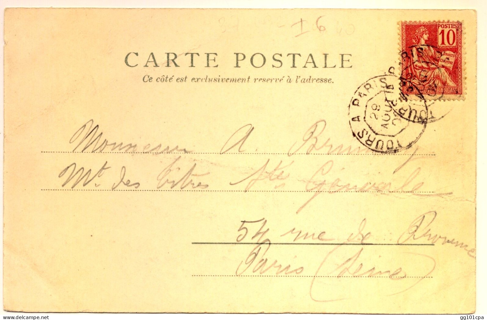 Rare Cachet Ambulant "TOURS A PARIS 2° 1906" Mouchon Indice = 6  CP LANGEAIS  - Paiement Par MANGOPAY Seulement - Bahnpost