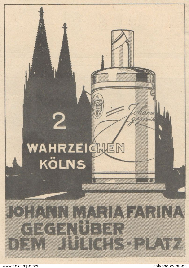 Johann Maria FARINA Gegenuber - Pubblicità D'epoca - 1925 Old Advertising - Publicités