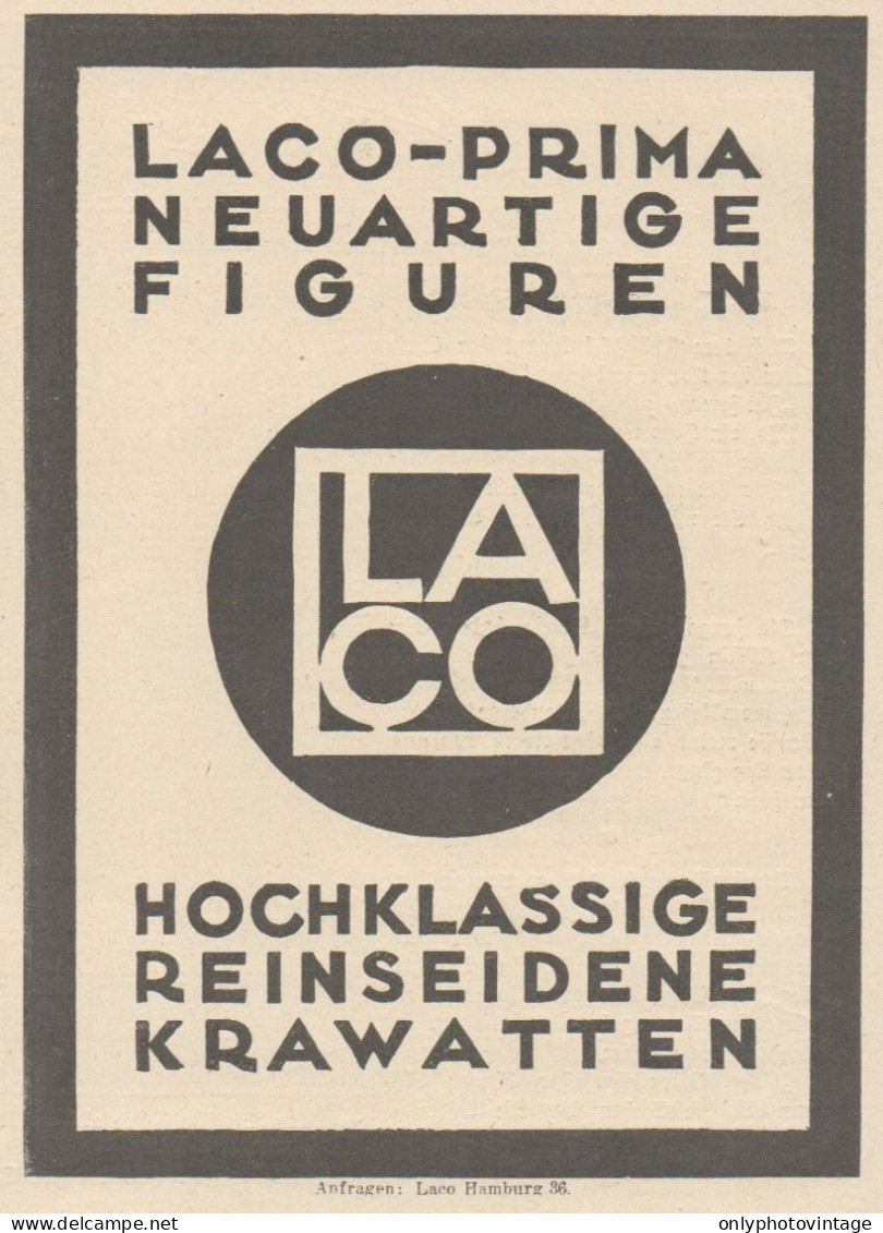 LACO Krawatten - Pubblicità D'epoca - 1925 Old Advertising - Advertising