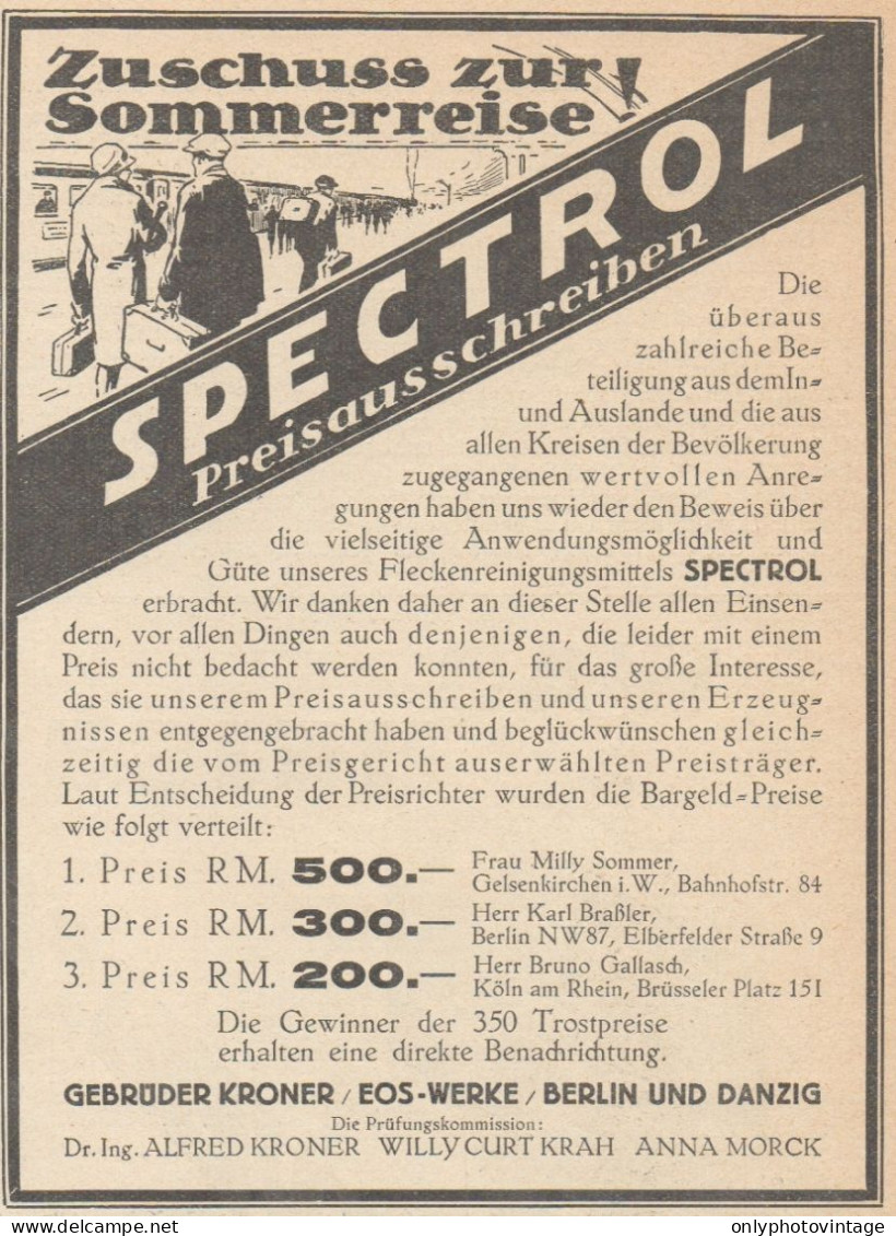Flecke Entferne Mit SPECTROL - Pubblicità D'epoca - 1929 Old Advertising - Publicidad
