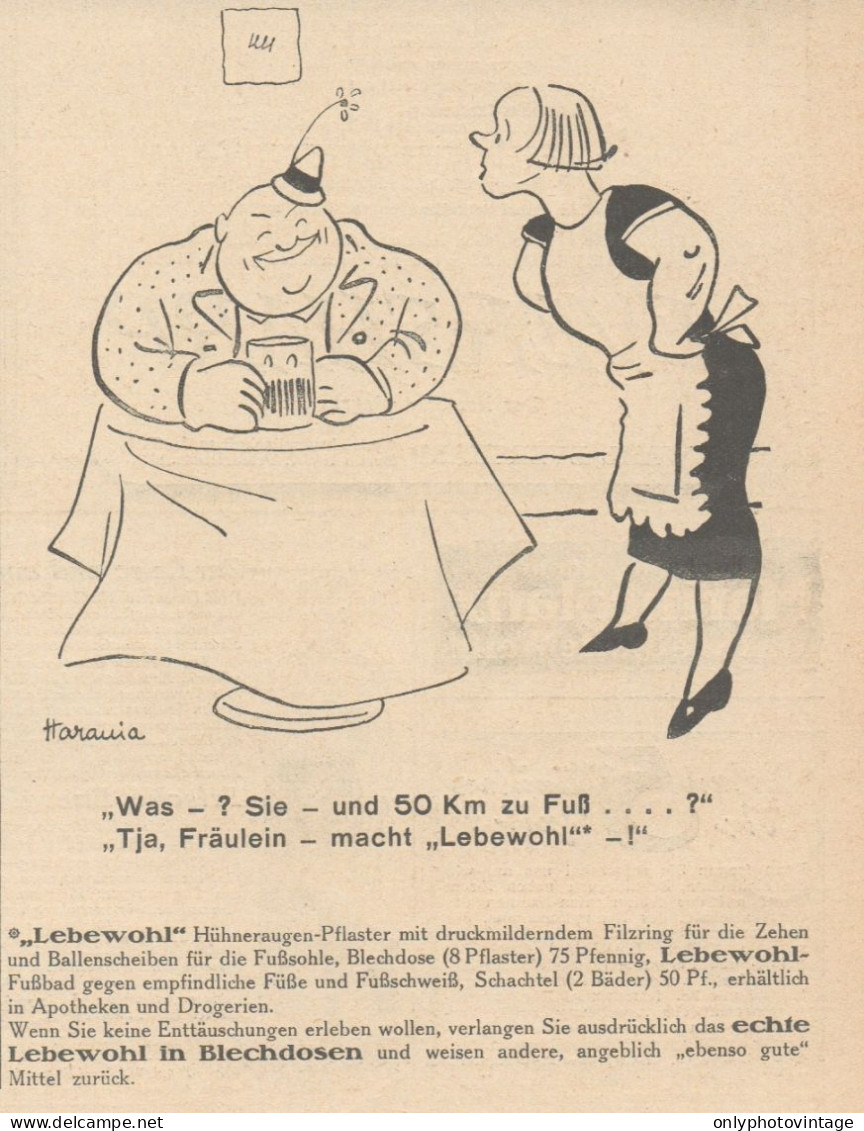 LEBEWOHL - Illustrazione - Pubblicità D'epoca - 1927 Old Advertising - Werbung