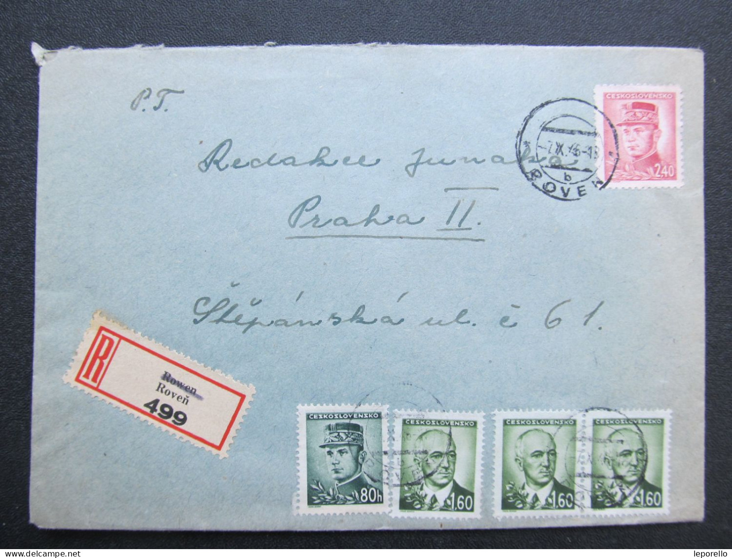 BRIEF Roveň - Praha 1946 Provisorium /// P6350 - Lettres & Documents