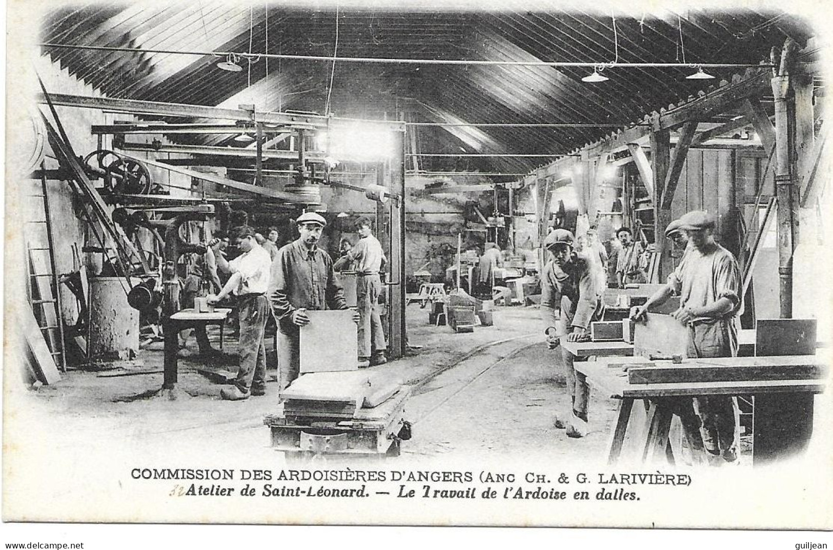 IINDUSTRIE - 49 ANGERS - ARDOISIERES (ex. G.LARIVIERE) ATELIER De Saint-Léonard - Le Travail De L'ardoise En Dalles. - Industrie