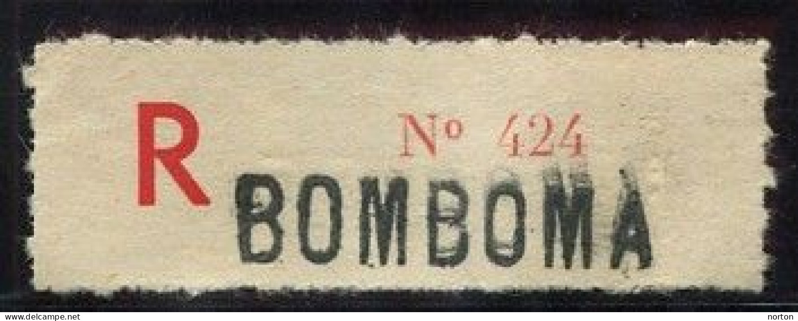 Congo Bomboma Etiquette De Recommandé Type 2Ad/R/M (grande Griffe Majuscule) Dent. 6 1/4 - Covers & Documents