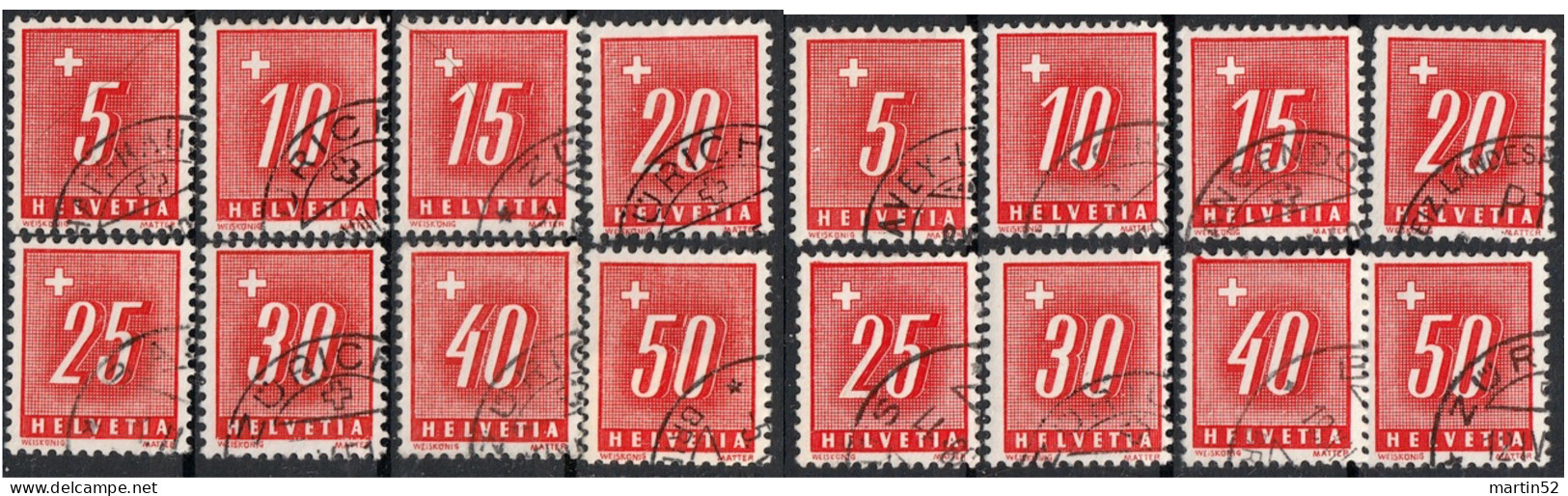 Schweiz Suisse 1938: Portomarken Timbres Taxe Zu 54y-61z Mi 54x-61z Yv TT 67-74 (lisse + Grillé) Mit ⊙  (Zu CHF 45.00) - Postage Due