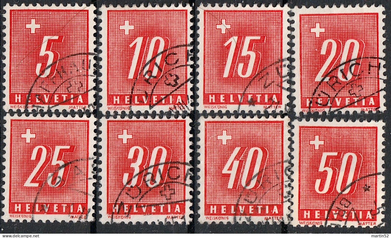 Schweiz Suisse 1938: Portomarken Timbres Taxe Zu 54y-61z Mi 54x-61z Yv TT 67-74 (lisse + Grillé) Mit ⊙  (Zu CHF 45.00) - Postage Due