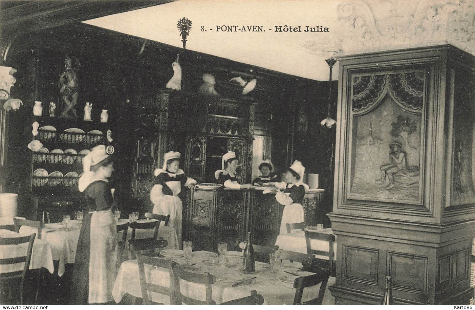 Pont Aven * Hôtel JULIA , Le Restaurant * Femmes Bretonnes Coiffe Costume Coiffes * Commerce * Villageois - Pont Aven