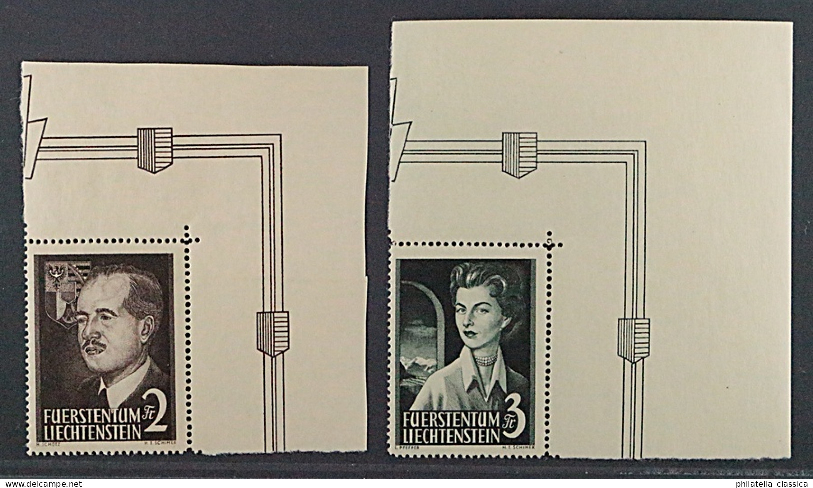 Liechtenstein  332-33 **  1955, Fürstenpaar 2+3 Fr. Postfrisch, KW 260,- € - Unused Stamps