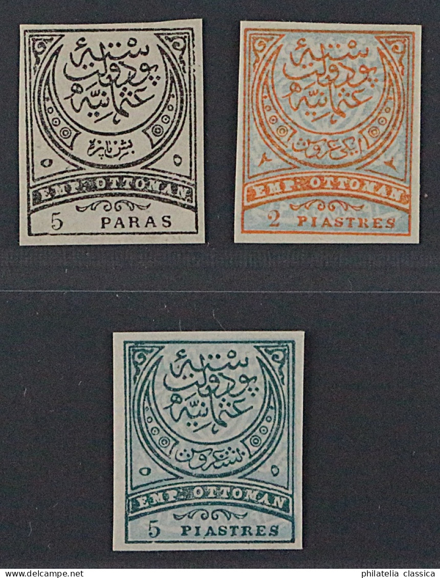 Türkei  51-53 U *  1886, 5 Pa.-5 Pia, 3 Werte UNGEZÄHNT, Ungebraucht, KW 150,- € - Unused Stamps