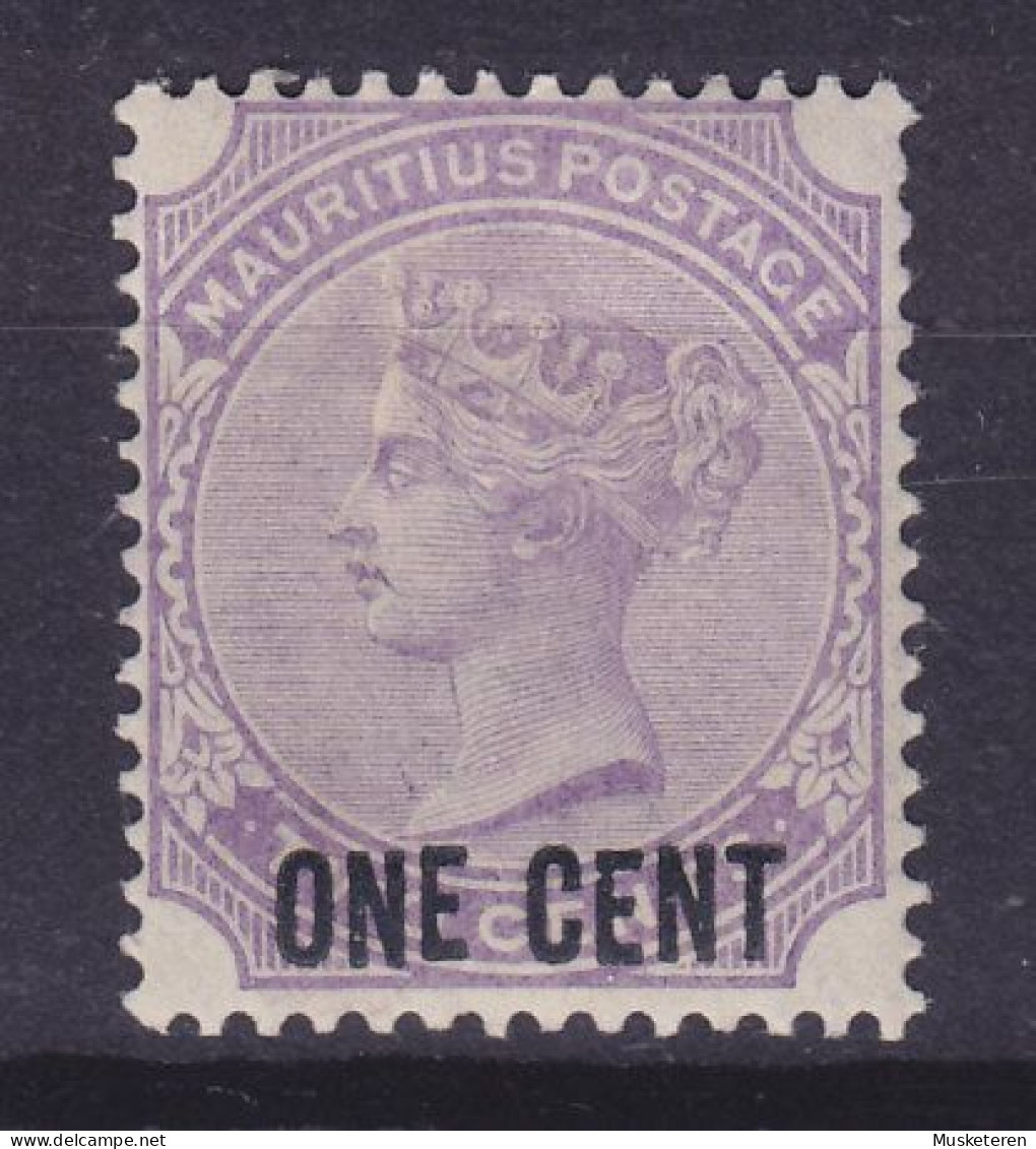 Mauritius 1893 Mi. 78, ONE CENT/2c. Queen Victoria Overprinted Aufdruck, MH* - Mauricio (...-1967)